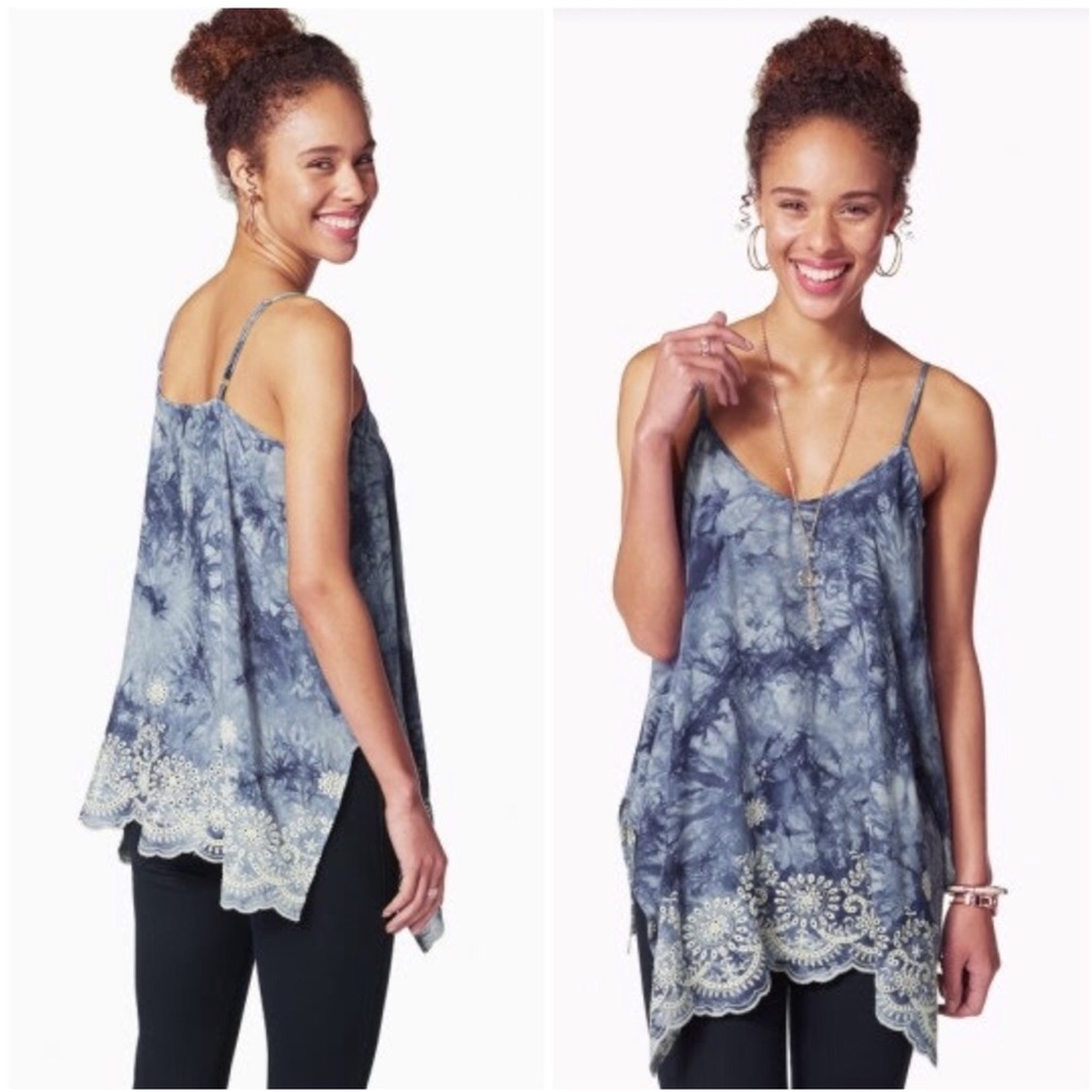 NWT tie dye strap blue tang-top  size L